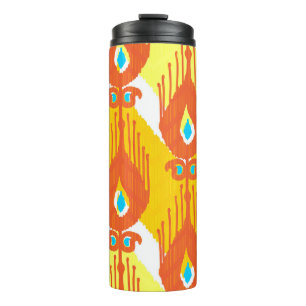 Ikat Fabric Pattern: Ethnic Vintage Design. Thermal Tumbler