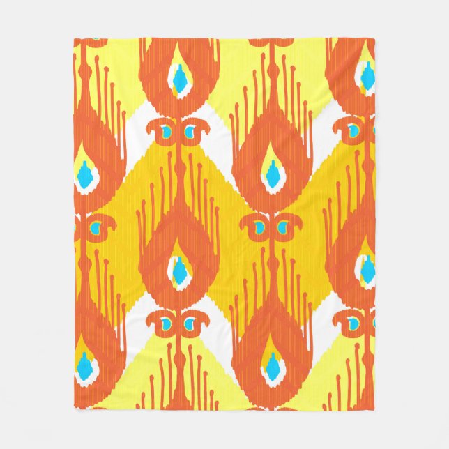 Ikat fabric pattern fleece blanket (Front)