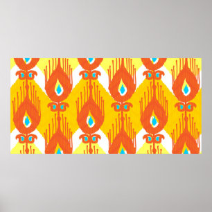 Ikat fabric pattern poster