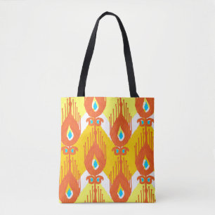 Ikat fabric pattern tote bag