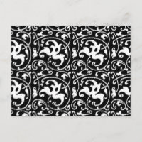 Ikat Floral Damask - Black and White