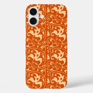 Ikat Floral Damask - Mandarin Orange iPhone 16 Plus Case