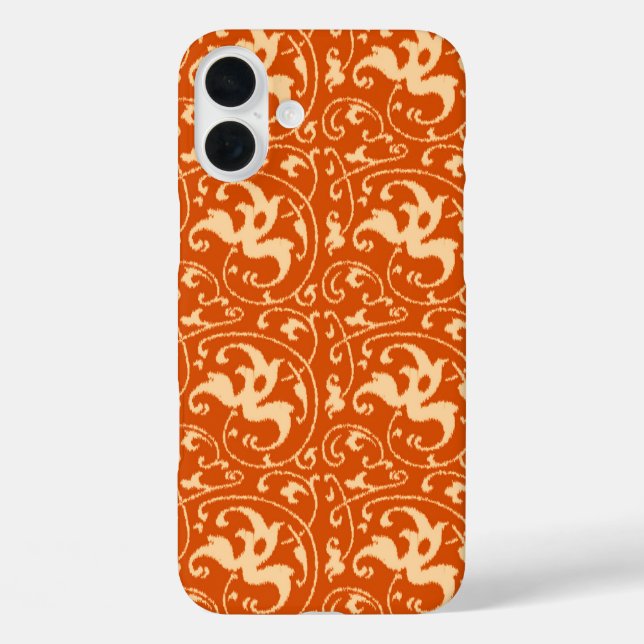 Ikat Floral Damask - Mandarin Orange Case-Mate iPhone Case (Back)