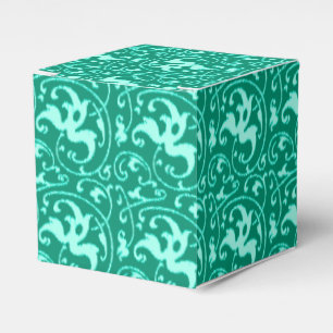 Ikat Floral Damask - Turquoise and Aqua Favour Box