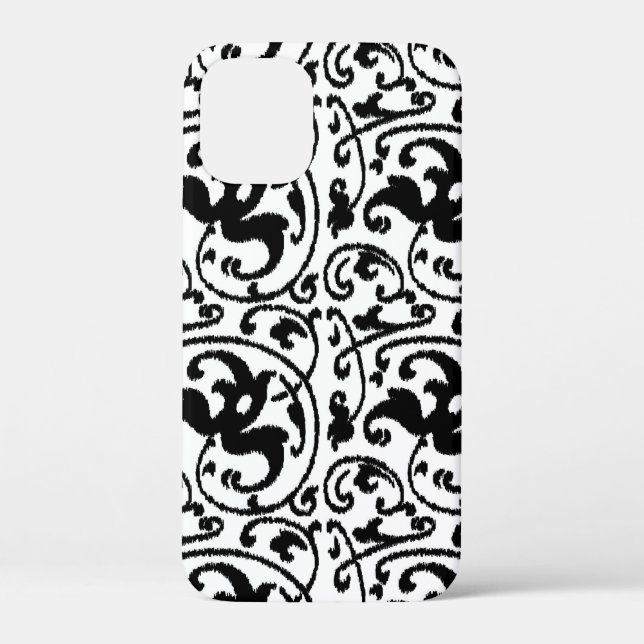 Ikat Floral Damask - White and Black Case-Mate iPhone Case (Back)