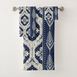Ikat Floral Paisley Pattern Bath Towel Set