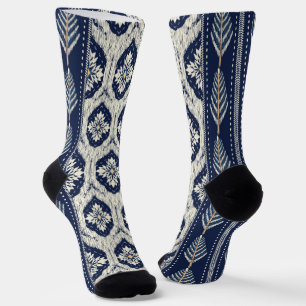 Ikat Floral Paisley Pattern Socks