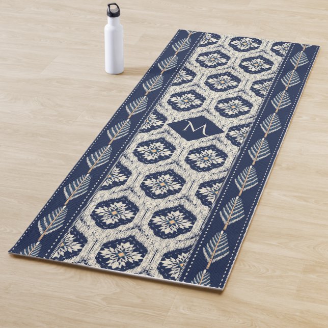 Ikat Floral Paisley Pattern Yoga Mat (In Situ)