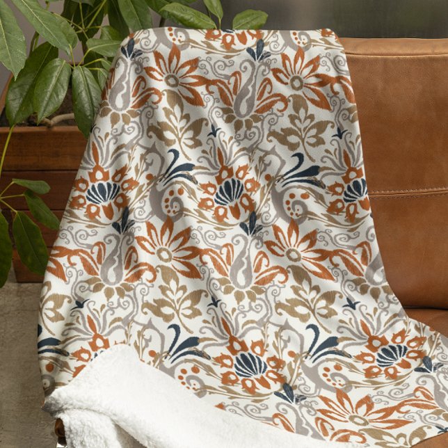 Ikat Floral Paisley Seamless Pattern Sherpa Blanket (Ikat Floral Paisley Seamless Pattern Sherpa Blanket)