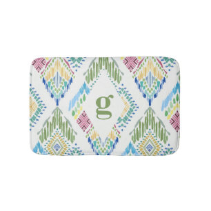 Ikat Floral Seamless Pattern Bath Mat