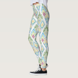 Ikat Floral Seamless Pattern Leggings