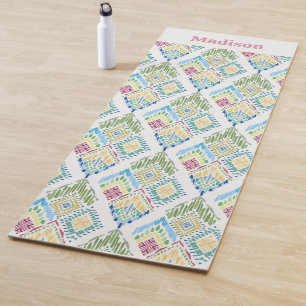 Ikat Floral Seamless Pattern Yoga Mat