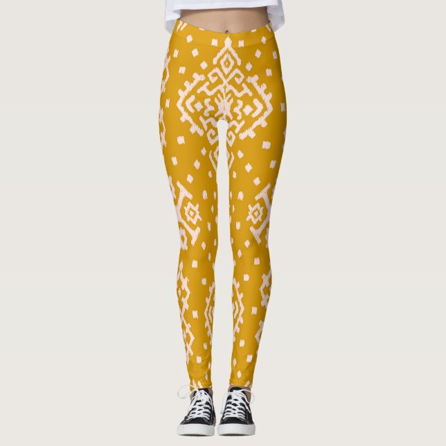Ikat folklore ornament - ethnic texture. leggings (Front)