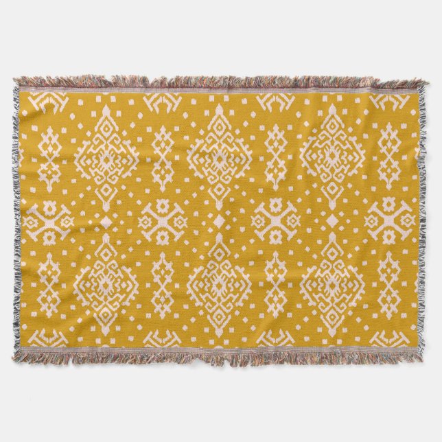 Ikat folklore ornament - ethnic texture. throw blanket (Front)
