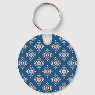 Ikat Geometric Folklore Damask Ornament Key Ring