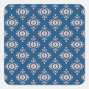 Ikat Geometric Folklore Damask Ornament Square Sticker
