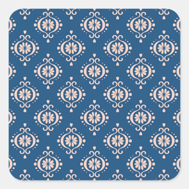 Ikat Geometric Folklore Damask Ornament Square Sticker (Front)