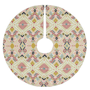 Ikat geometric folklore, oriental damask pattern. brushed polyester tree skirt