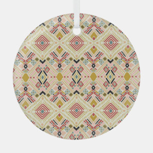 Ikat geometric folklore, oriental damask pattern. glass tree decoration
