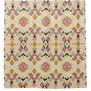 Ikat geometric folklore, oriental damask pattern. shower curtain