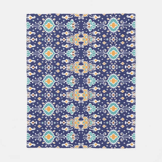 Ikat Geometric: Folklore Oriental Ornament. Fleece Blanket (Front)