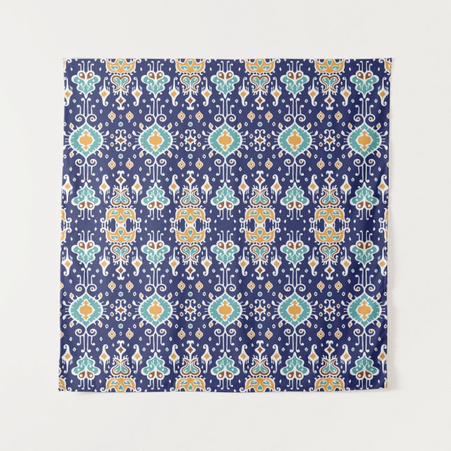 Ikat Geometric: Folklore Oriental Ornament. Tapestry (Front)