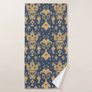 Ikat geometric folklore ornament. Oriental damask  Bath Towel