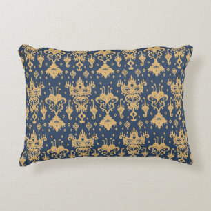 Ikat geometric folklore ornament. Oriental damask Decorative Cushion