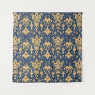 Ikat geometric folklore ornament. Oriental damask Tapestry