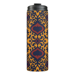 Ikat geometric folklore ornament. Oriental damask Thermal Tumbler