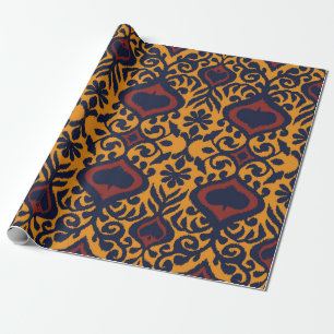 Ikat geometric folklore ornament. Oriental damask  Wrapping Paper