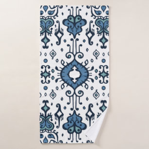 Ikat geometric folklore ornament. Oriental vintage Bath Towel