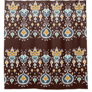 Ikat geometric folklore ornament. Oriental Vintage Shower Curtain