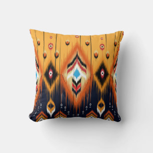 Ikat geometric folklore ornament. Tribal ethnic te Cushion