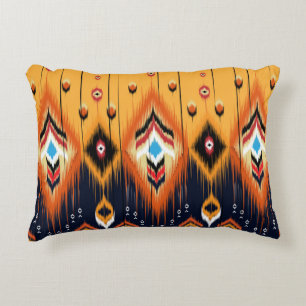 Ikat geometric folklore ornament. Tribal ethnic te Decorative Cushion