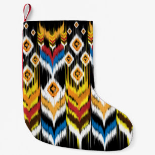 Ikat geometric folklore ornament. Tribal ethnic vi Small Christmas Stocking