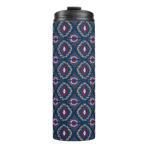 Ikat geometric folklore ornament. Tribal ethnic Vi Thermal Tumbler