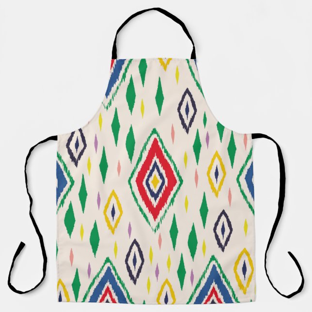 Ikat geometric folklore ornament with diamonds. Tr Apron (Front)