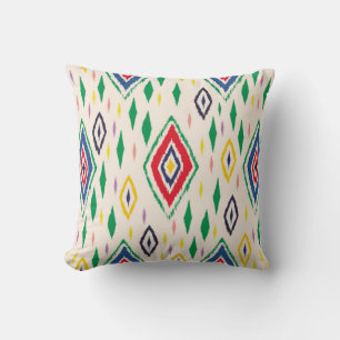 Ikat geometric folklore ornament with diamonds. Tr Cushion