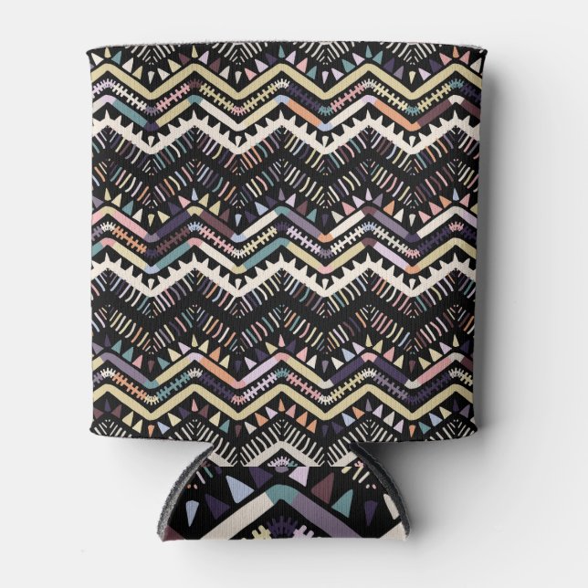 Ikat geometric folklore, tribal Aztec pattern. Can Cooler (Front)