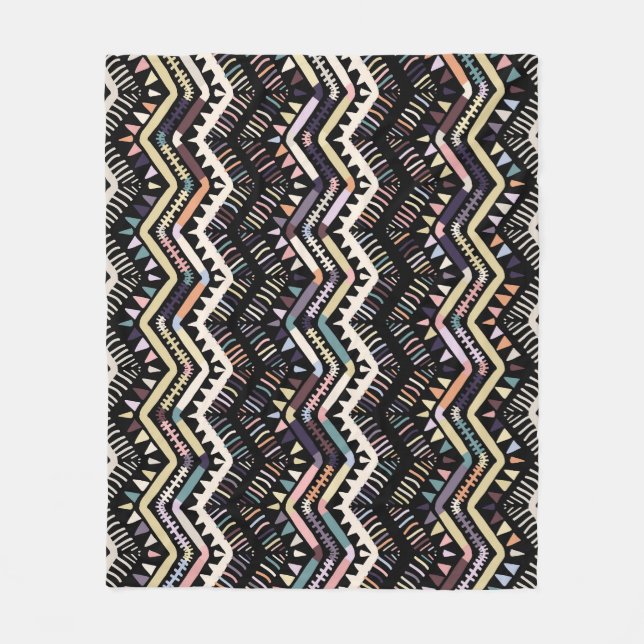 Ikat geometric folklore, tribal Aztec pattern. Fleece Blanket (Front)