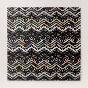 Ikat geometric folklore, tribal Aztec pattern. Jigsaw Puzzle
