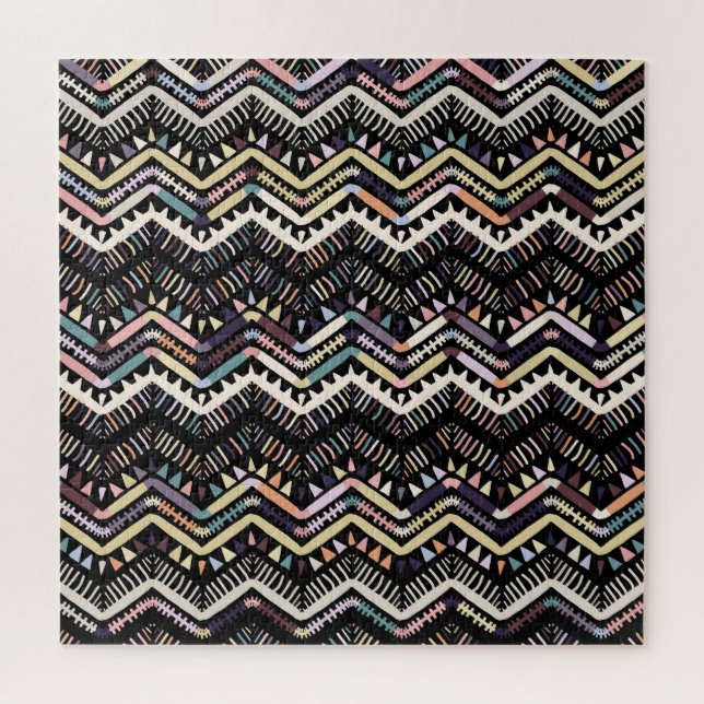 Ikat geometric folklore, tribal Aztec pattern. Jigsaw Puzzle (Vertical)