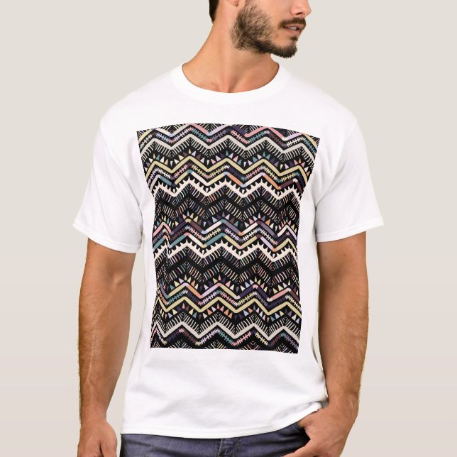 Ikat geometric folklore, tribal Aztec pattern. T-Shirt (Front)