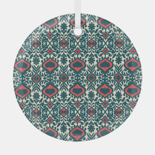 Ikat Intrigue: Oriental Vintage Damask Glass Tree Decoration