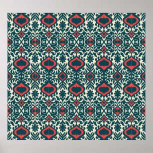 Ikat Intrigue: Oriental Vintage Damask Poster