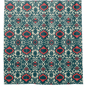 Ikat Intrigue: Oriental Vintage Damask Shower Curtain