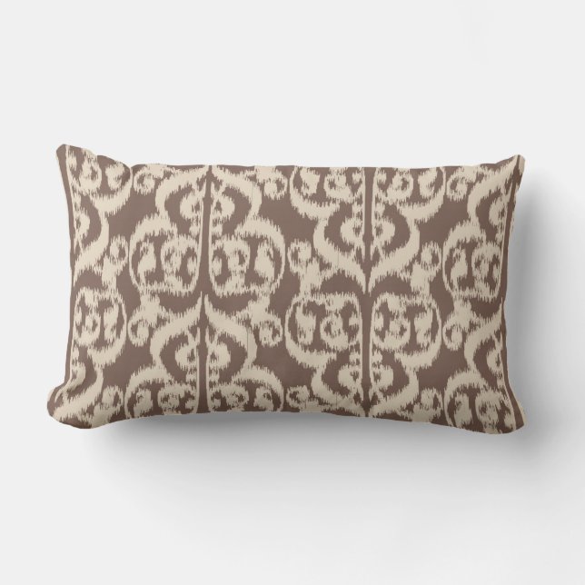 Ikat Moorish Damask - beige and taupe Lumbar Cushion (Front)