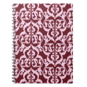 Ikat Moorish Damask - burgundy and pink Notebook