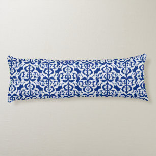 Ikat Moorish Damask - cobalt blue and white Body Cushion